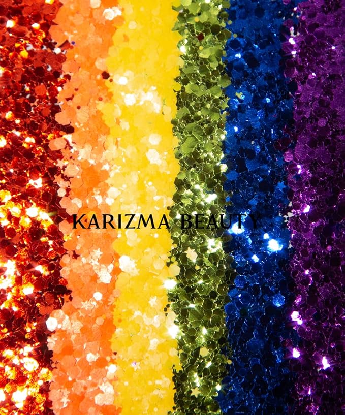 KARIZMA Love is Love. 6X 10g Chunky Face Glitter, Pride Rainbow, Hair Eye and Body Sparkles for Everyone. Rave and Cosmetic Makeup.
