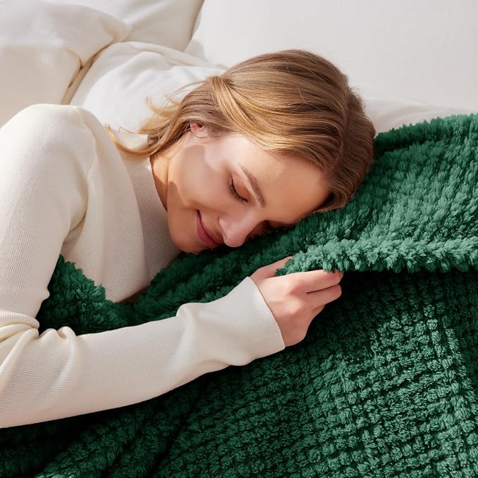 Whale Flotilla Soft Fleece King Size Bed Blanket, Emerald Green | 90x104 Inch, Suitable for Bed, Fluffy Fuzzy Jacquard Blankets for All Season, Lightweight and Cozy