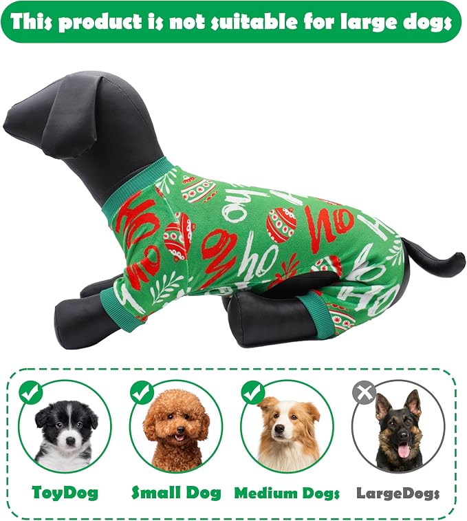 PET SHOW 4 Pack Christmas Velvet Dog Pajamas for Large Dogs | Soft stretchy dogs onesies,boy girl pjs with sleeve,holiday jumpsuit costume for pets,XL