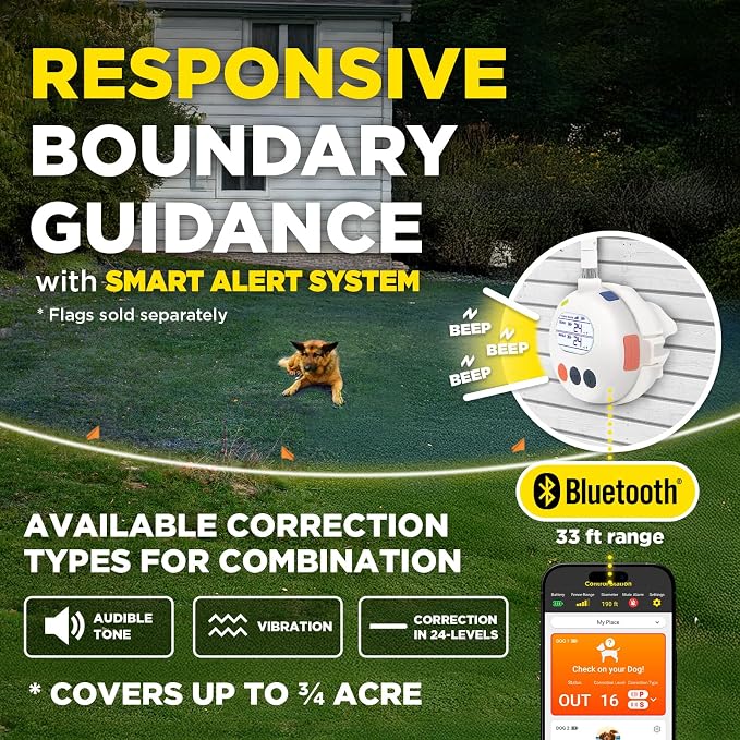 Dogtra Smart Fence Additional Receiver Only (Orange) - Expand to 2 Dogs, Requires Control Station, Wireless Electric Dog Fence System, No Subscription, 2-Tier Alarm, Tone/Vibration/Static, 35 lbs+