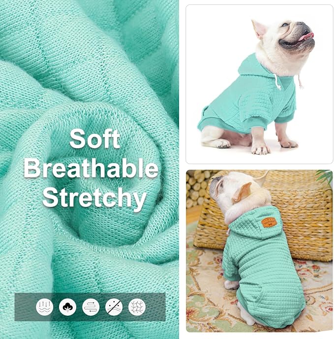 BEAUTYZOO Dog Hoodies Sweater for Large Dogs,Waffle‑Like Laminated Pet Coat | Warm Dog Sweatshirt with Pocket & Leash Hole,Pullover Clothes for Girl Boy Dogs,Stretchy & Easy‑On‑Off,Labrador & Great Danes