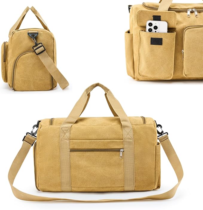 Small Gym Bag for Women, Travel Duffle Bag Carry On Weekender Bag with Shoe Compartment