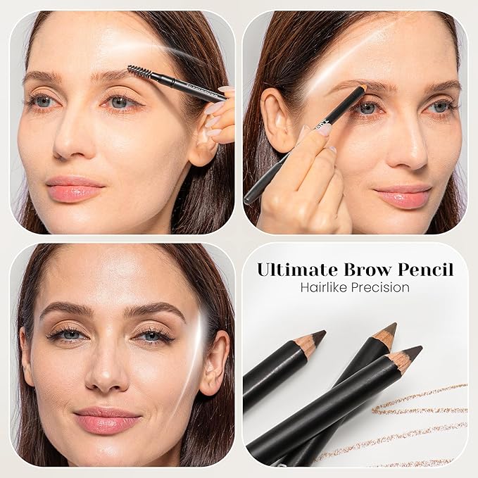 The BrowGal Eyebrow Pencil with Spoolie & Built in Sharpener - Shade 05 Taupe - Waterproof & Buildable Brow Pencil with Hair Like Strokes - Natural Looking, Soft Finish