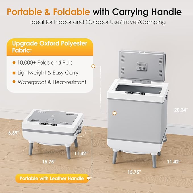 [Truely Upgrade Foldable] Luxury Towel Warmer, 35L Extra Large Towel Warmer Bucket Fits 4 Oversized 40"x70"Towels, Fast Heat Portable Blanket Heater for Bathroom Spa PJs &More, Star White