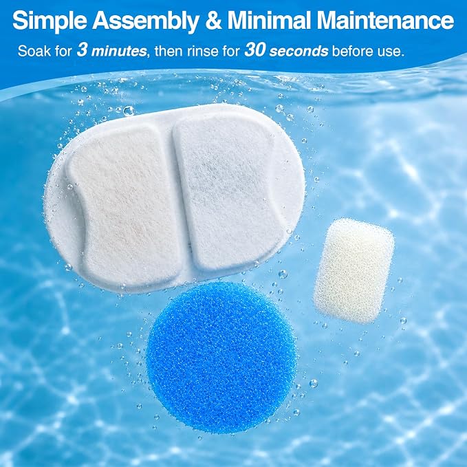 MISFANS Ceramic Dog Water Fountain Filters, 36-Piece Replacement Set | 12 Filters, 12 Pre-Filter Sponges, 12 Pump Sponges, Multilayer Media, Fits MISFANS 4L Ceramic Fountains, 3-4 Month Supply