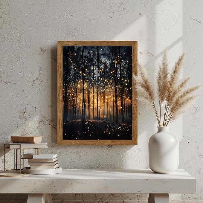 JLTULT Enchanted Forest Wall Art, Solid Wood-Framed Canvas, 12x16 Inches | Dark enchanted forest art on fade-resistant canvas with a ready-to-hang solid wood frame for bedrooms and living rooms