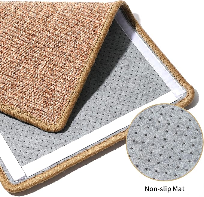 FUKUMARU Cat Scratcher Mat, 23.6 X 15.7 Inch Natural Sisal Cat Scratch Mat | Horizontal Cat Scratching Pad Mat Floor Rug with Sticky Tapes, Cat Wall Scratcher for Indoor Cats, Protect Couch and Carpet