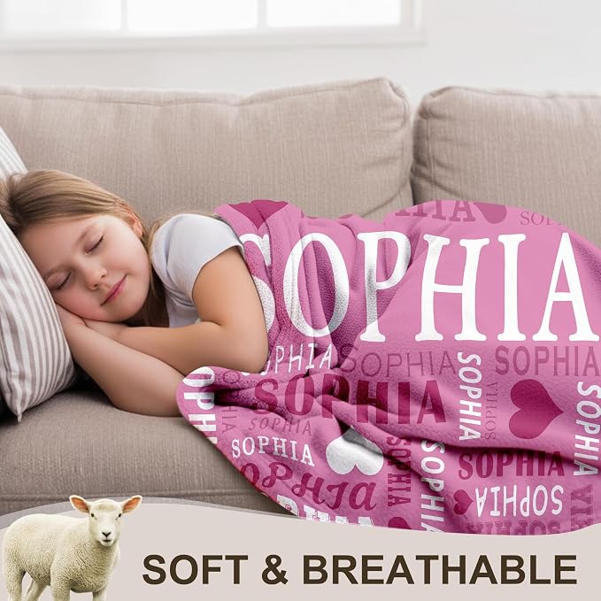 Yofair Ships Next Day, Personalized Blanket Gifts for Teen Girls Custom Blanket with Name Flannel Throw Girls Blankets Customized Daughter Gifts for Kids Adult