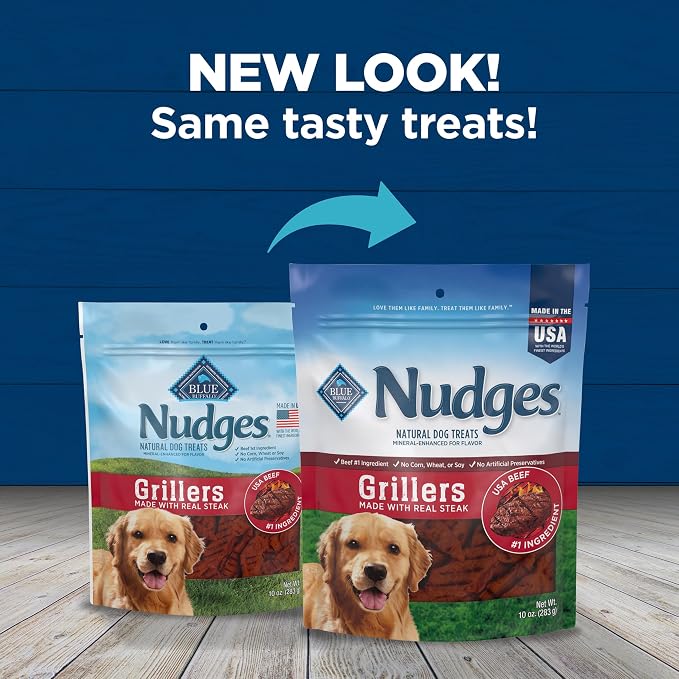 Blue Buffalo Nudges Grillers Natural Dog Treats, Steak, 10oz (Pack of 6)