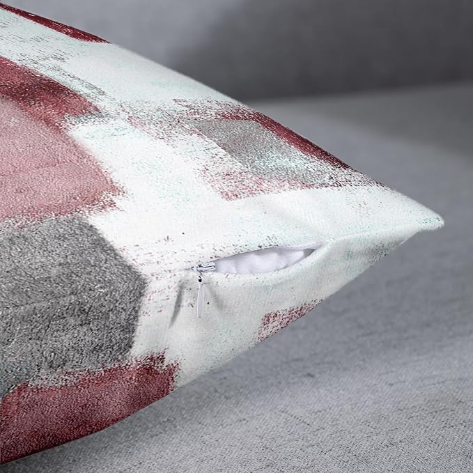 Emvency Throw Pillow Covers Set of 2, 18 x 18 Inch, Abstract Burgundy | Line Retro Outdoor Decorative Square Pillow Cases Couch Cushion Case for Couch Bed Sofa Living Room Home Decor