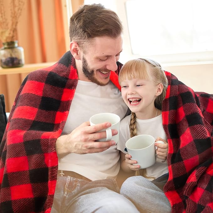 BEDELITE Plaid Fleece Twin Blanket, Red & Black Buffalo 60x80 Inches | 100% Polyester Microfibe, Soft Cozy, Lightweight Warm, Classic Buffalo Plaid, Room Decor, Machine Washable, for Couch Bed