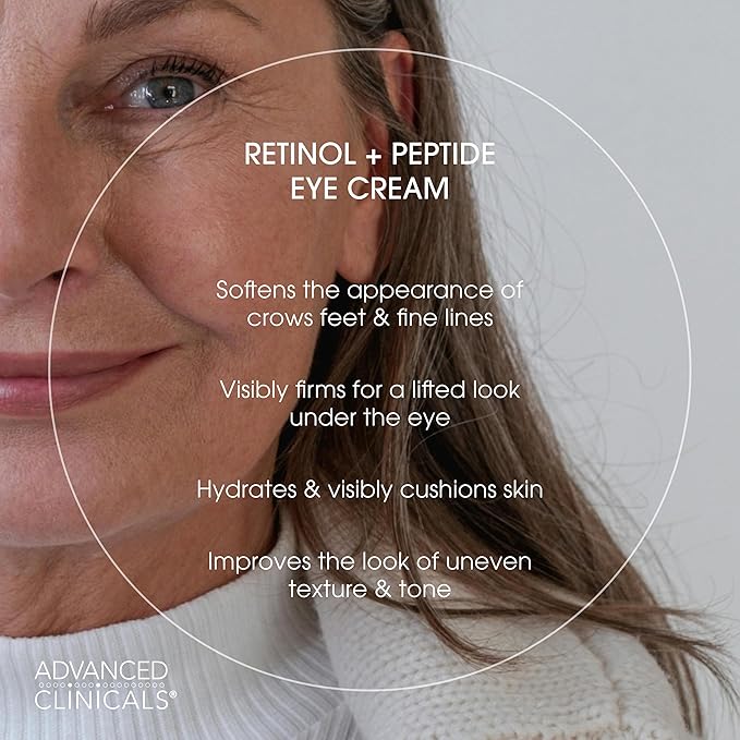 Advanced Clinicals Advanced Retinol Eye Cream Face Moisturizer With Peptides + Retinol Body Lotion Anti Aging 2pc Skincare Set For Women & Men, Fragrance Free, 2pc Set