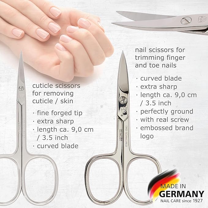 3 Swords Germany - brand quality 8 piece manicure pedicure grooming kit set synthetic leather case mint - Made in Germany