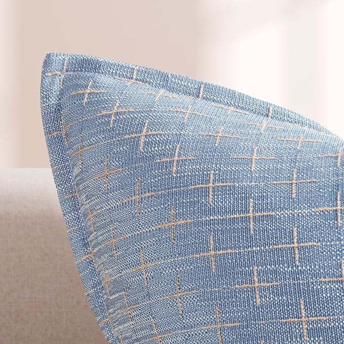 12x20 Pillow Covers Set of 2 Soft Polyester Textured Pillow Covers with Stylish Flange Edge Cozy Farmhouse Throw Pillows for Couch Bed Sofa Living Room