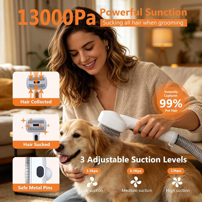ZYK Dog Grooming Vacuum, All-in-One Professional Pet Grooming Kit (White)