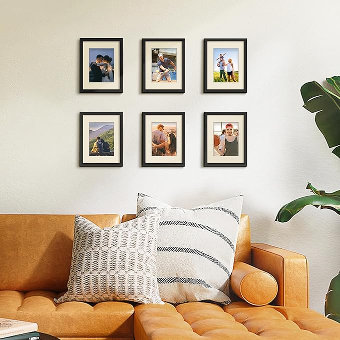 upsimples 8.5 by 11 Picture Frame, Gallery Wall Frames Set of 5, Black | Photo Frame Collage Wall Decor, 6x8 Picture Frame with Mat for Family, Certificate, Diploma, Graduation, Hallway, Christmas
