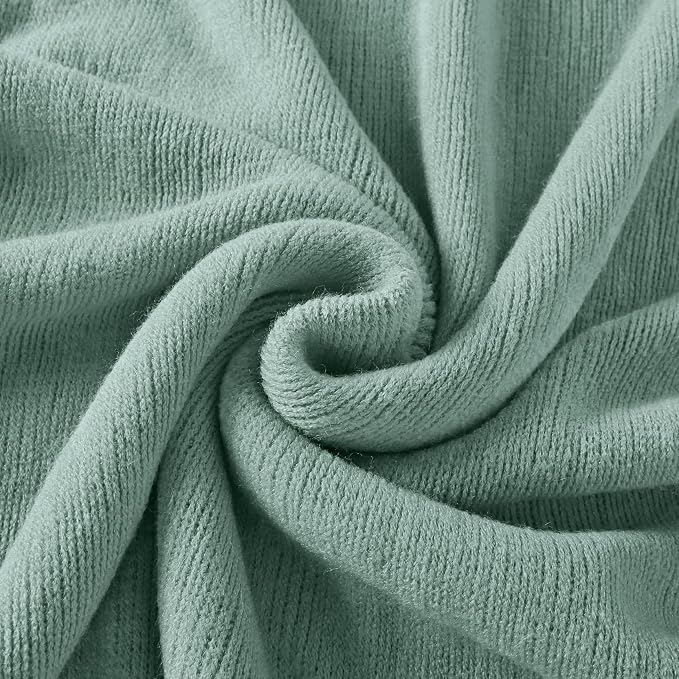 Homiest Sage Green Knitted Throw Blanket with Fringe, 50x60 Inch | Pure Acrylic, Lightweight & Breathable, All-Season Use, Machine Washable, Wrinkle & Fade Resistant, for Couch Sofa And Bed