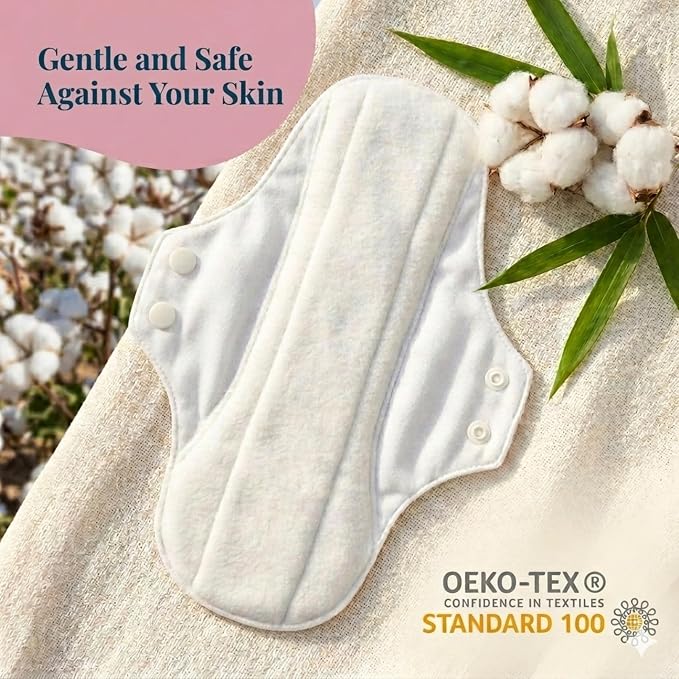 Charlie Banana - Reusable Feminine Pads Regular 3 Pack with Pouch | Washable Menstrual Pads for Medium Absorbency | White