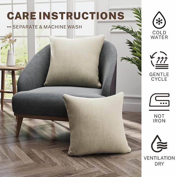 Grzyhem 2 Pack Throw Pillows with Inserts Included 18×18 Chenille Decorative Pillow Covers with Inserts for Sofa Living Room Home Office Car Home Decor (Morca Brown)