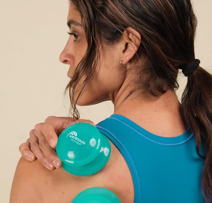 Easy Glide professional Silicone Sport Cupping set with 4 translucent teal silicone cups in cotton bag with 1/3 oz natural Balm. For massage, myofascial release, athletic recovery, cellulite and scars