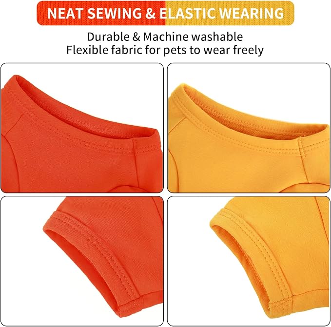 Koneseve Dog Shirts Soft Plain Solid T-Shirt Stretchy - Yellow & Orange S | 2-Pack Breathable Cotton Clothes for Small Dogs & Cats, Easy Tee Pull-On, All-Season Cozy Daily Wear & Outdoor Free Moves