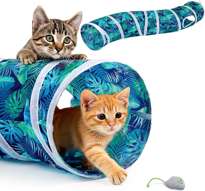Glittme S-Shape Cat Tunnel, Foldable Cat Tunnels for Indoor Cats