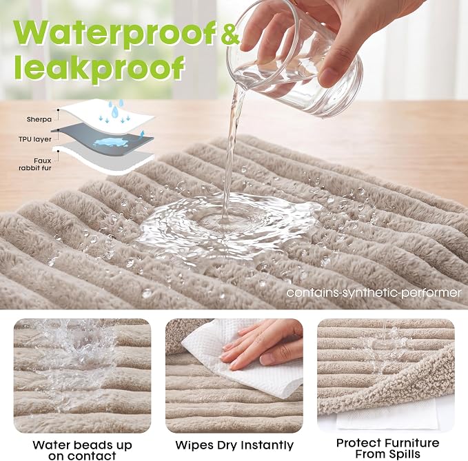 Waterproof Pet Blanket for Dogs & Cats, 27x39in, Camel | Washable Reversible Calming Pet Bed Cover, Soft Comfy Leakproof Blankets, Liquid Pee Proof Bed Couch Furniture Protection