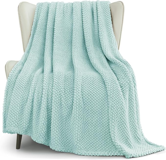 Whale Flotilla Extra Large Soft Fleece Throw Blanket for Couch | 50x70 Inch, Light Blue, Suitable for Sofa Chair Bed, Fluffy Fuzzy Jacquard Blankets for All Season, Lightweight and Cozy