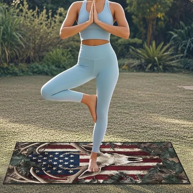 INSTANTARTS Camo American Flag Deer Hunter Car Seat Cover Protector Sweat Towel Multi-Functional Car Towel
