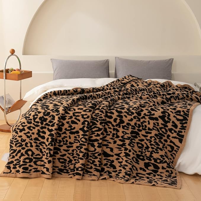 MH MYLUNE HOME Ultra Soft Leopard Throw Blanket Plush, Brown, 71"x78" | Reversible Cheetah Print Blanket, Comfy Fluffy Fuzzy Plush Blanket Throws for Couch Bed, Cozy Blankets for Women Gift