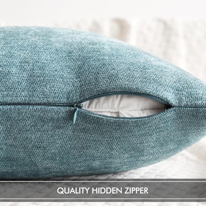 MIULEE Pack of 2 Blue Gray Decorative Pillow Covers 18x18 Inch | Soft Chenille Couch Throw Pillows Farmhouse Cushion Covers for Home Decor Sofa Bedroom Living Room