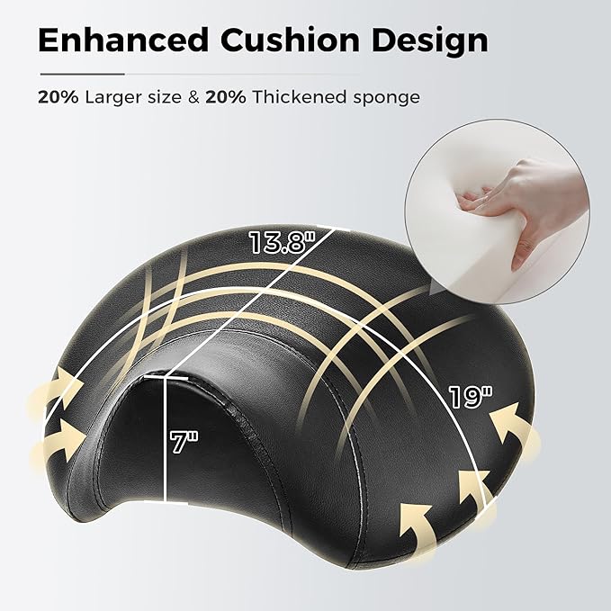 BEWISHOME Saddle Stool with Wheels, Swivel Adjustable Rolling Stool,Heavy Duty PU Leather Wide Thick Seat Padding Ergonomic Chair for Beauty Salon Spa Clinic(Black) BMD01B