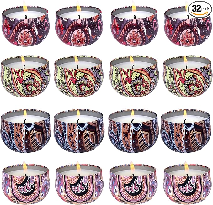 32 Pack Scented Candles Gift Set, Natural Soy Wax Travel Tin Candles for Home Scented, Ideal for Christmas, Birthday, Thanksgiving, Valentines Day Gifts