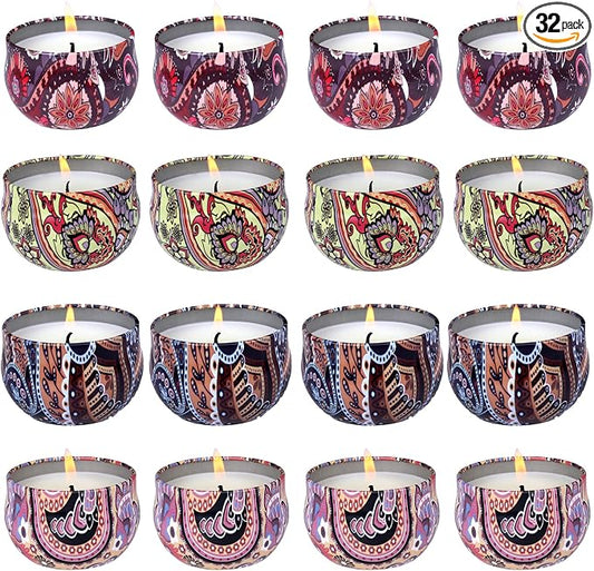 32 Pack Scented Candles Gift Set, Natural Soy Wax Travel Tin Candles for Home Scented, Ideal for Christmas, Birthday, Thanksgiving, Valentines Day Gifts