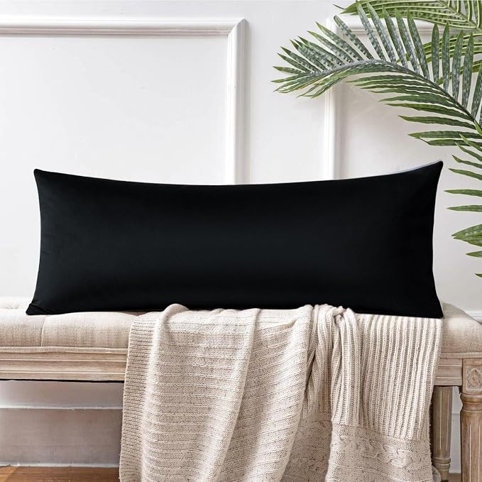 Artscope Luxury Velvet Lumbar Pillow Cover Super Soft Decorative Rectangle Throw Pillow Covers Case Cushion Covers for Sofa Couch Bedroom Car Decor 14x36 Inch Black