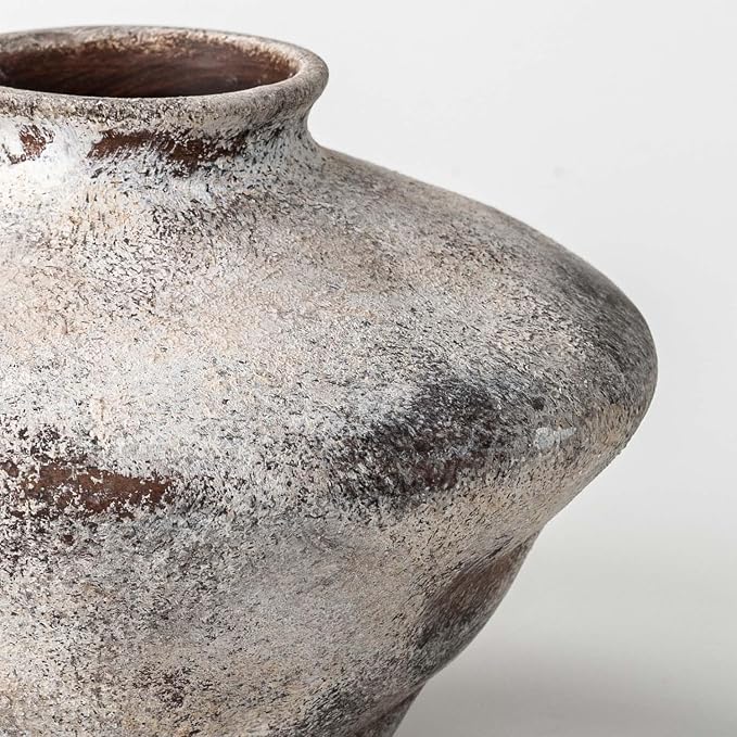 Ceramic Rustic Vase Black, YBX Small Ceramic Vase 5.6 Inches, Retro Distressed Textured Pottery Flower Vase, Decorative Farmhouse Vases for Home Decor, Centerpieces, Hallway, Shelf Decorations, Black