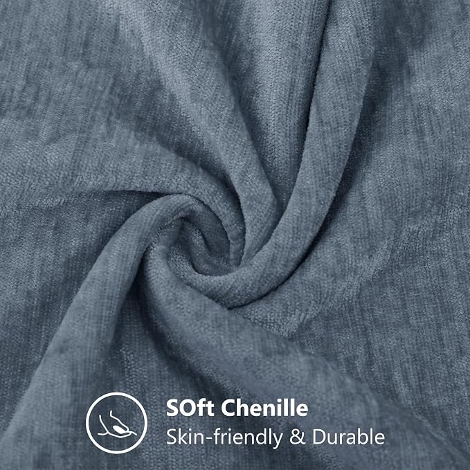 decorUhome Soft Chenille Haze Blue Throw Pillow Covers 26X26 Set of 2 | Decorative Fall Couch Pillow Covers Solid Dyed Accent Modern Euro Sham Farmhouse Neutral Square Pillow Cases for Sofa