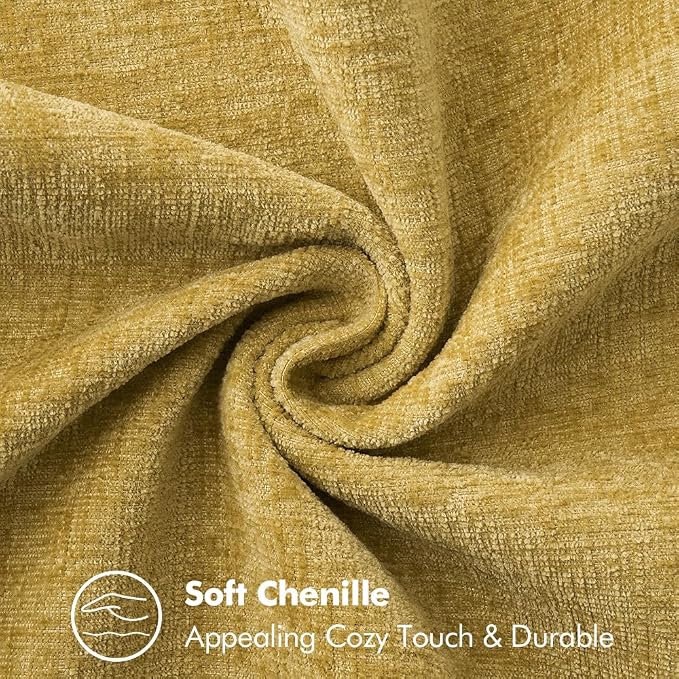 MIULEE Decorative Couch Throw Pillow Covers 16x16 Inch Mustard Yellow | Farmhouse Pillow Covers with Stitched Edge, Soft Chenille Cushion Cases, for Sofa Bed Living Room Home Decor