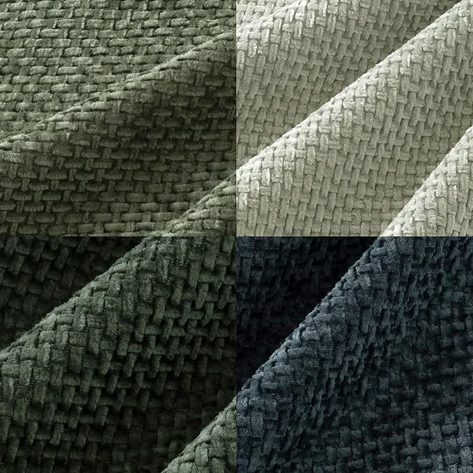 MIULEE Soft Decorative Chenille Pillow Covers Green Navy 16x16 Pack of 4 | Nordic Home Decor, Moody Green–Navy Set, Couch Throw Pillows, Farmhouse Boho Cushion Covers for Sofa Bed Living Room