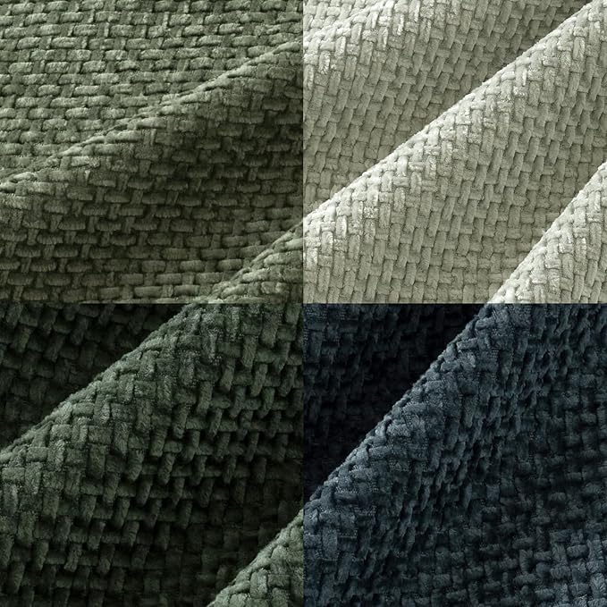 MIULEE Soft Decorative Chenille Pillow Covers Green Navy 20x20 Pack of 4 | Nordic Home Decor, Moody Green–Navy Set, Couch Throw Pillows, Farmhouse Boho Cushion Covers for Sofa Bed Living Room