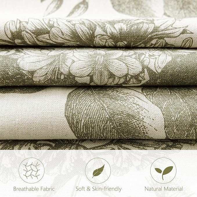 Foindtower Set of 2 Linen Floral Vintage Throw Pillow Covers Neutral Accent Print Decorative Cushion Covers Farmhouse Home Decor for Sofa Chair Couch Bedroom Living Room,18×18 Inch,Sage Green