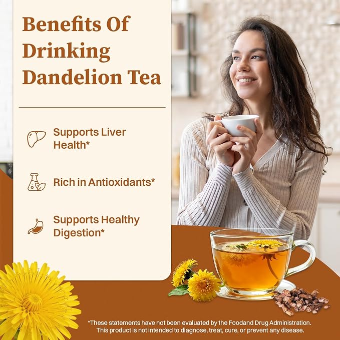 SKMTT Dandelion Root Tea Bags, 60 Count (2g/bag) – Natural Dandelion Leaf & Root Herbal Tea, Caffeine Free & Non-GMO, Roasted Earthy Flavor