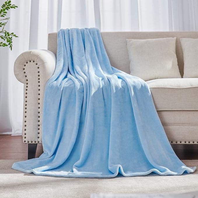 Light Blue Fleece Plush Throw Blanket 60"x80"for Couch Fuzzy Cozy Flannel | Super Soft Lightweight Microfiber Blanket for Sofa Bed bedroom Home Decor All Season,Birthday Gifts for Women Mom Adult