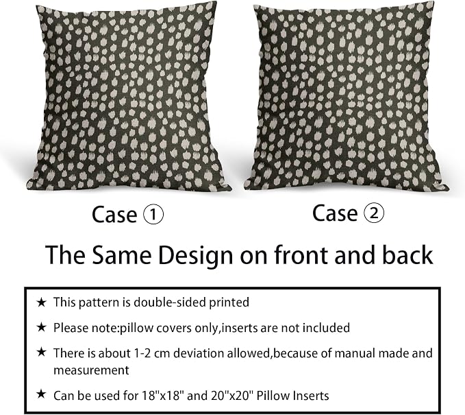 Sweetshow Olive Green Cream Dots Pillow Covers 20x20 Set of 2 Boho Design Polka Dot Throw Pillows Modern Trendy Print Outdoor Decorative Pillowcase Square Linen Cushion Cases Decor for Sofa Couch Bed
