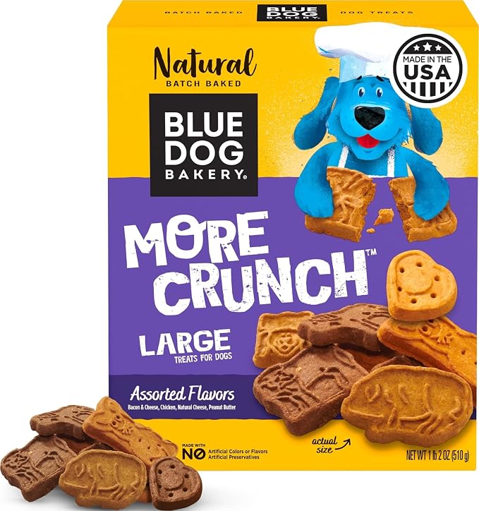 Blue Dog Bakery, More Crunch Assorted Biscuit, Large Dog Treats 18oz 1pk