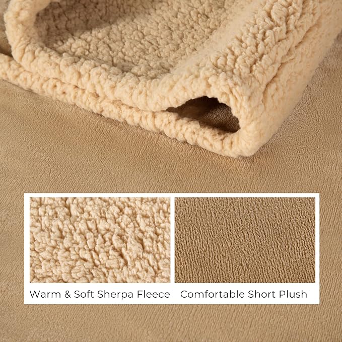 Waterproof Dog Blanket 40 x 60 in for Small & Medium Dogs, Washable | Aodisman Reversible Soft Fleece Pet Throw,Leakproof Furniture Protector for Sofa,Couch,Crate,Cats,Kittens & Puppies,Khaki