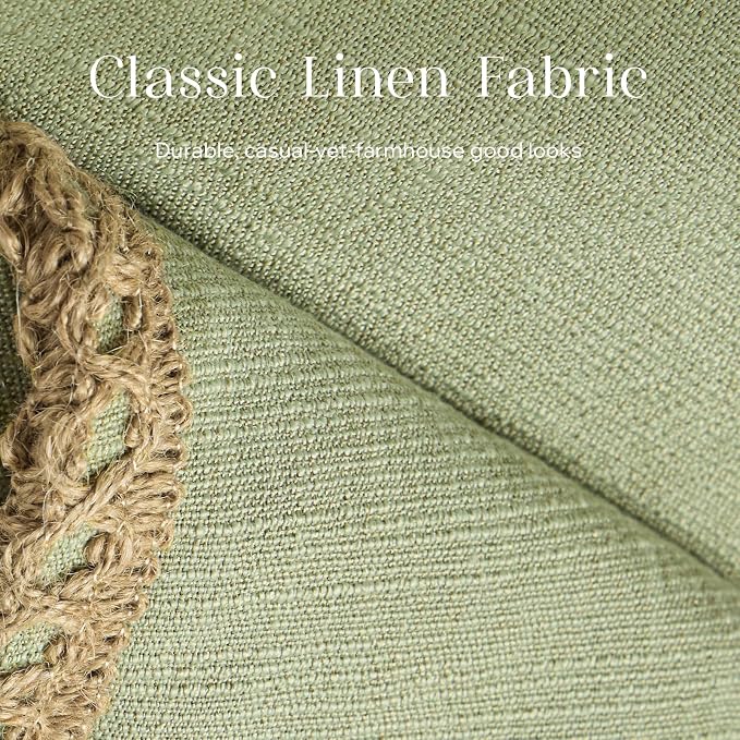 Phantoscope Pack of 2 Farmhouse Decorative Throw Decorative Pillow Cover Burlap Linen Trimmed Tailored Edges, Sage Green, 18 x 18 inches, 45 x 45 cm