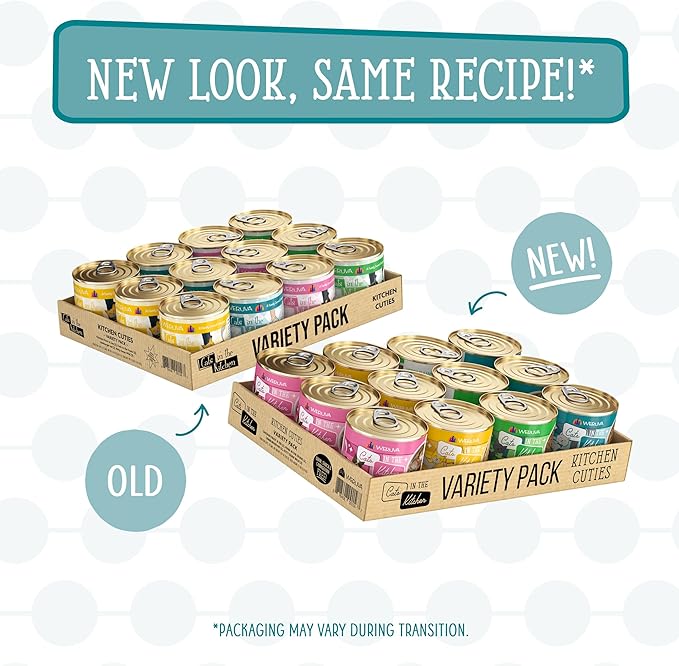 Weruva Cats in the Kitchen, Kitchen Cuties Variety Pack, Wet Cat Food, 10oz Cans (Pack of 12)