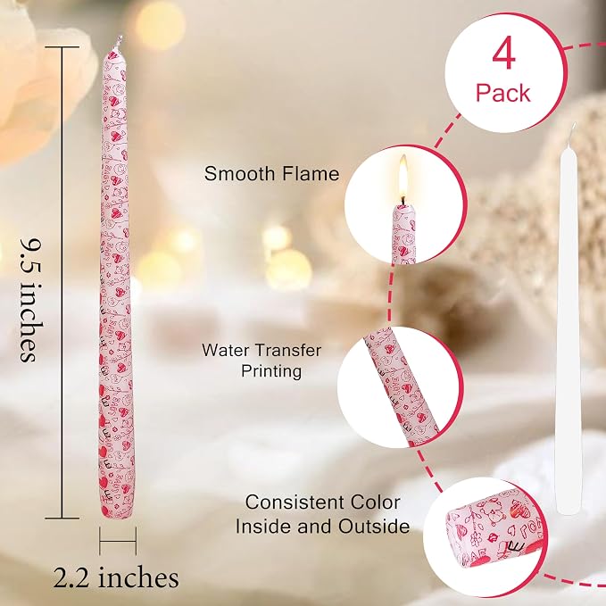 10 inch Long Candle Blue Quicksand Taper Candles Printed Candlestick Handmade Unscented Taper Candle 4 Pack Smokeless Tapered Candles for Home Dinner Wedding Holiday