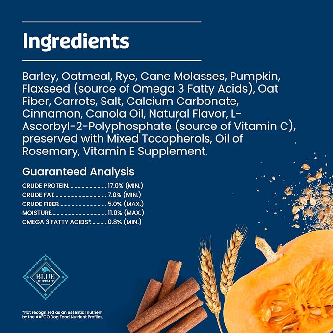 Blue Buffalo Health Bars Pumpkin & Cinnamon Dog Biscuits, 16 oz | Oven-Baked, Crunchy Texture, No Chicken By-Product, Corn, Wheat, or Soy